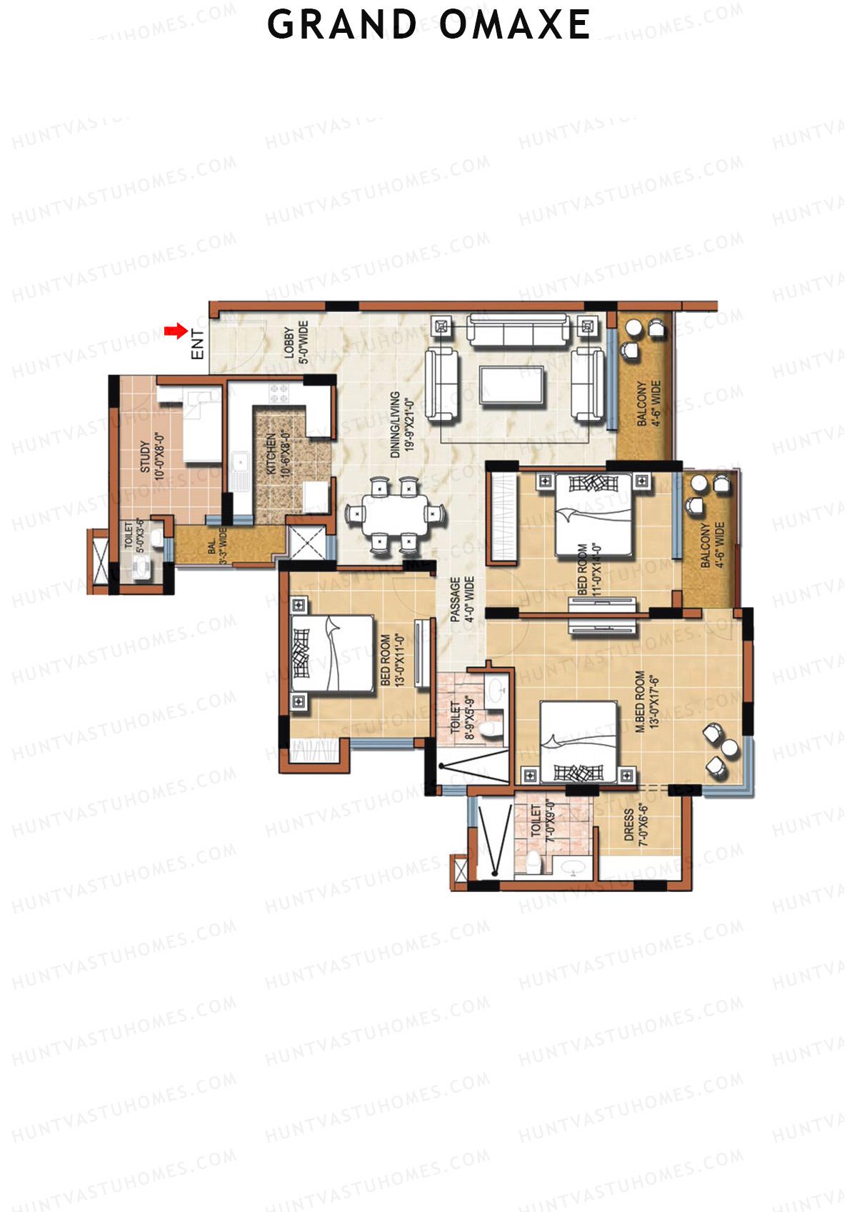 Grand Omaxe LINCOLN A Unit 5 Floor Plan
