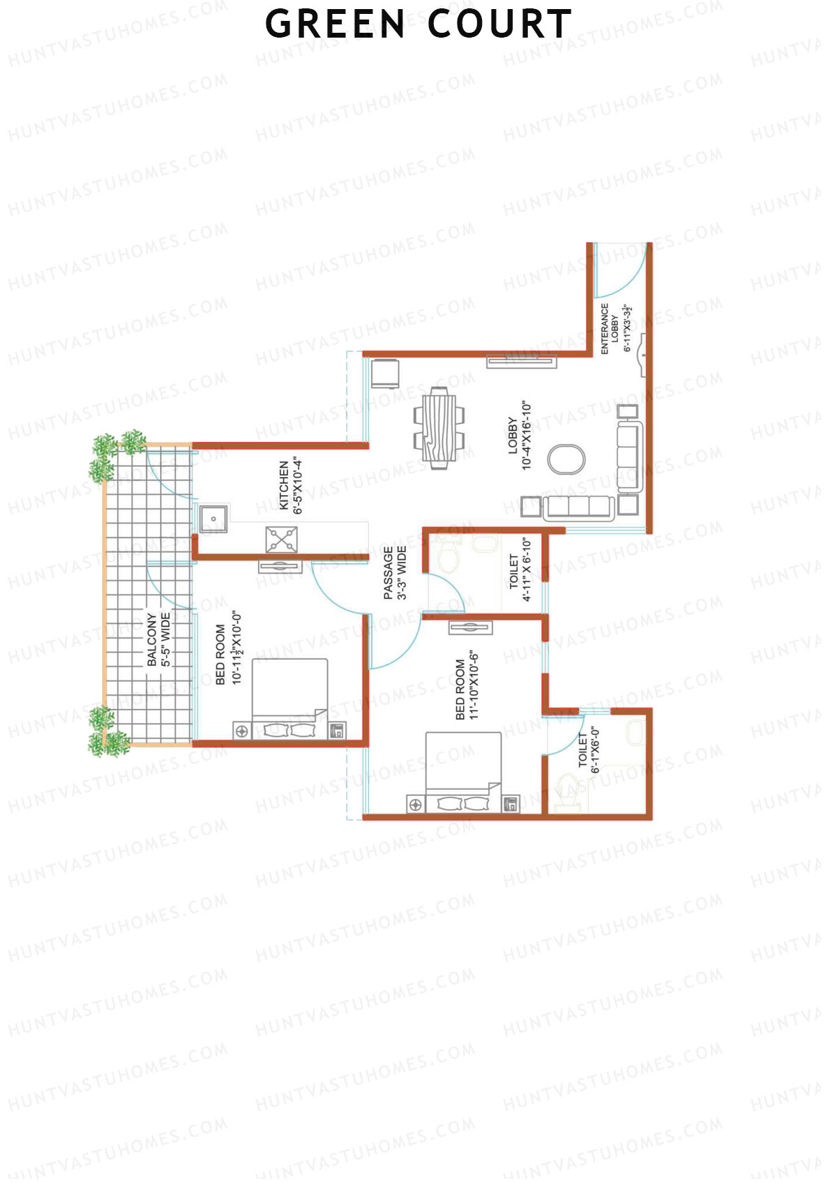 Green Court Tower D Unit 3 Floor Plan