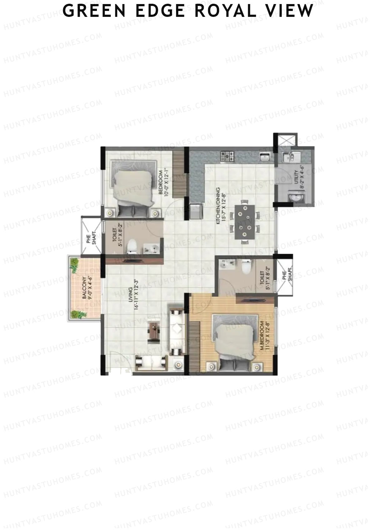 Green Edge Royal View Wing A Unit 2 (Type 1) Floor Plan