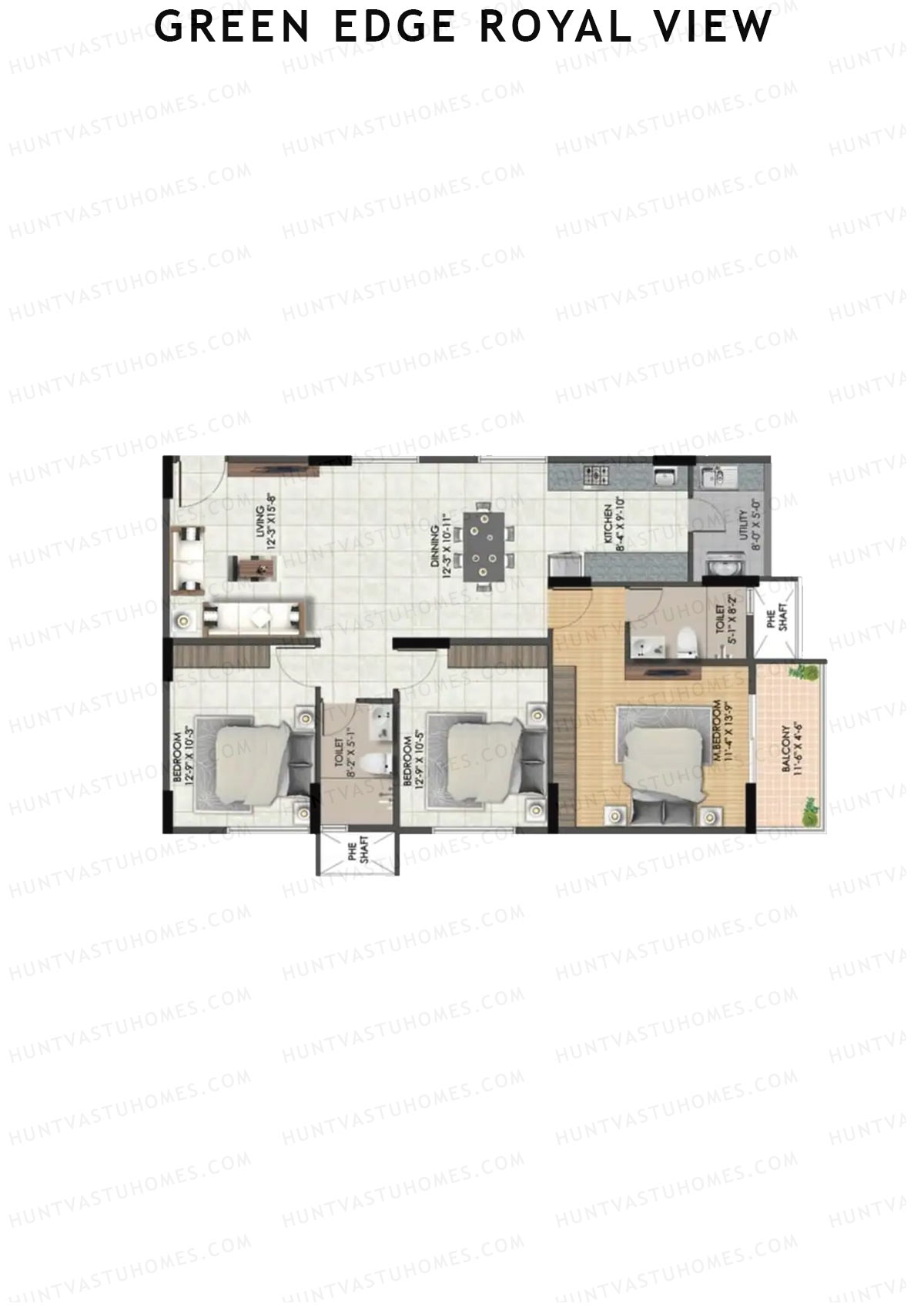 Green Edge Royal View Wing A Unit 6 (Type 3) Floor Plan