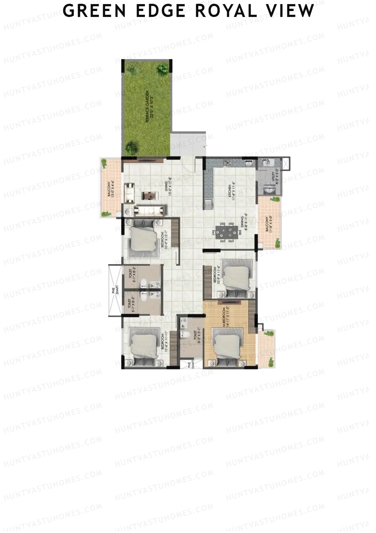 Green Edge Royal View Wing B Unit 1 (Type 1) Floor Plan