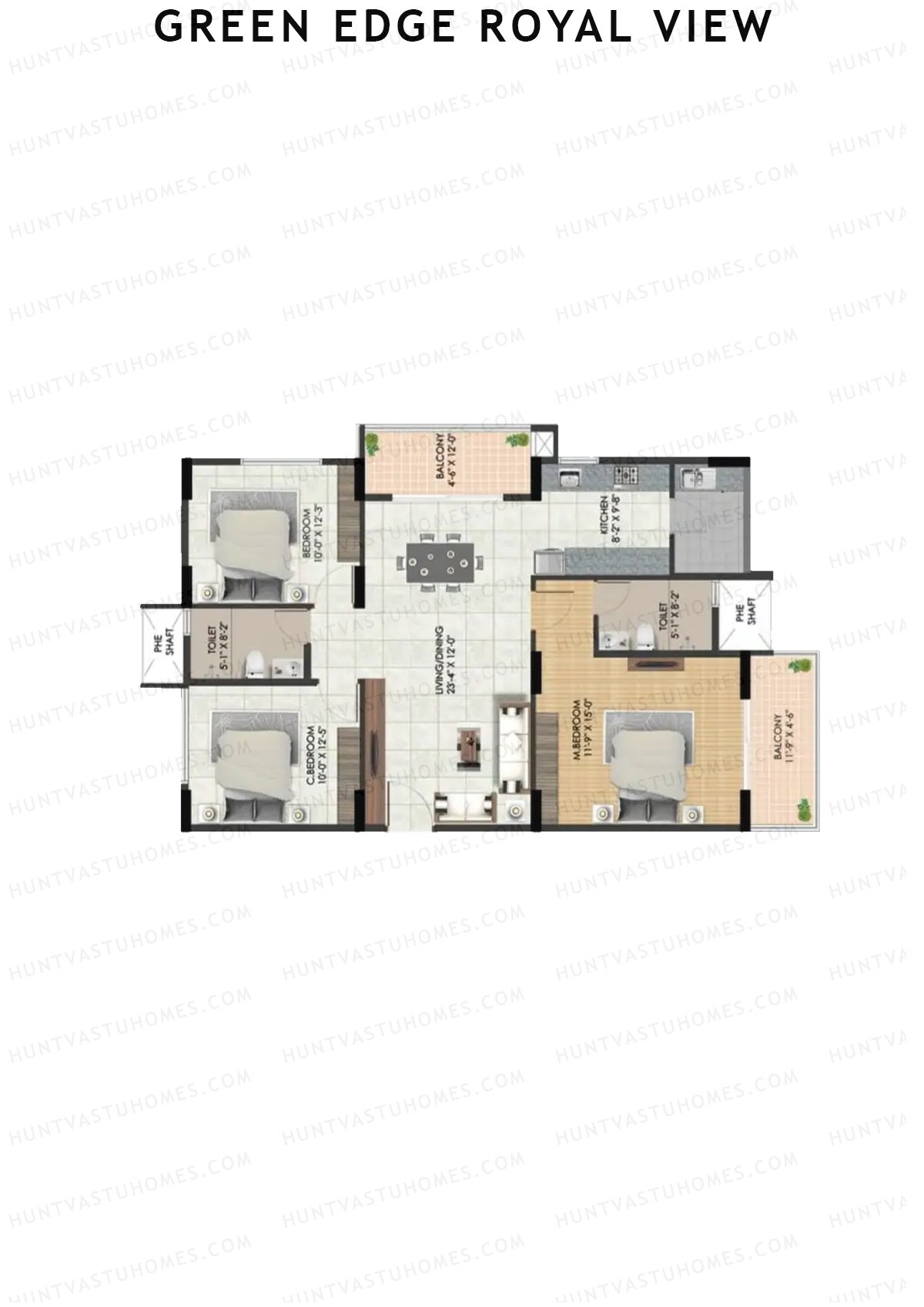 Green Edge Royal View Wing B Unit 4 (Type 1) Floor Plan