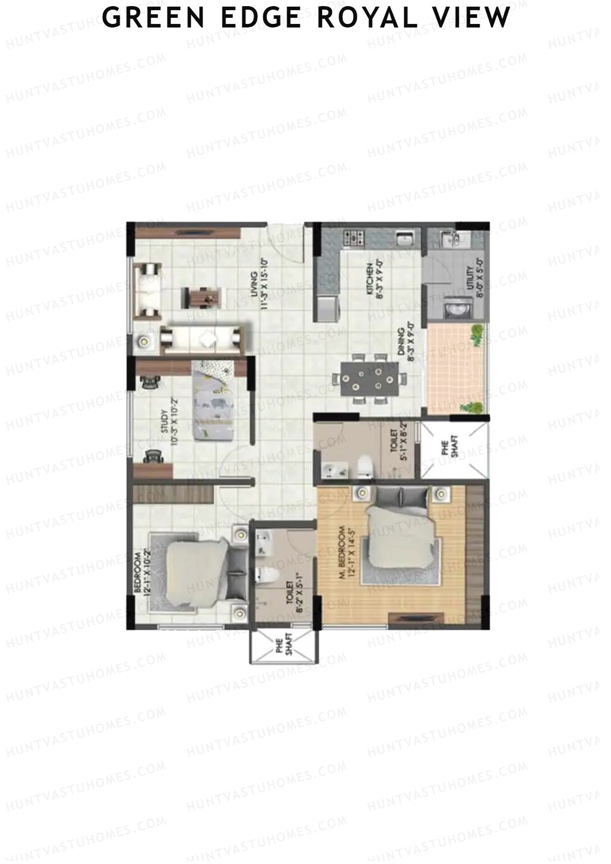 Green Edge Royal View Wing B Unit 8 (Type 1) Floor Plan