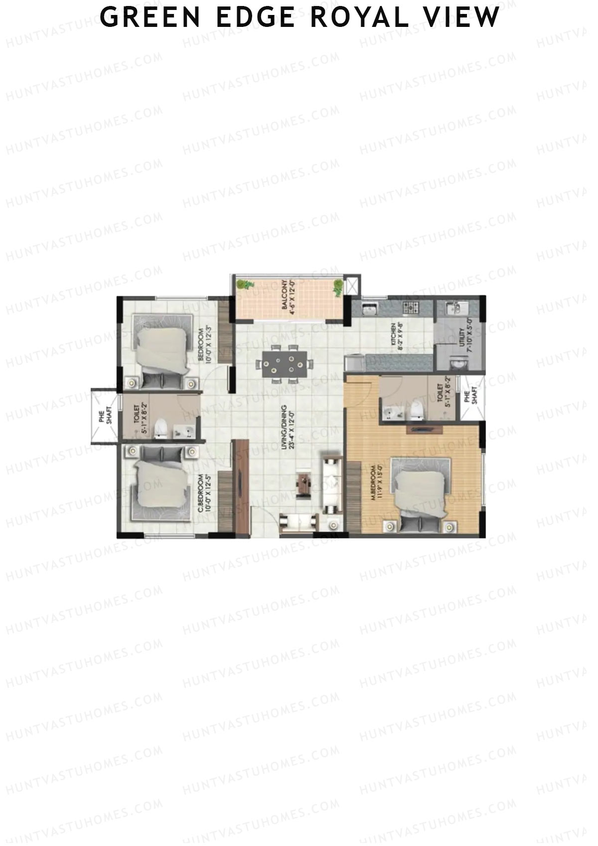 Green Edge Royal View Wing C Unit 1 (Type 3) Floor Plan