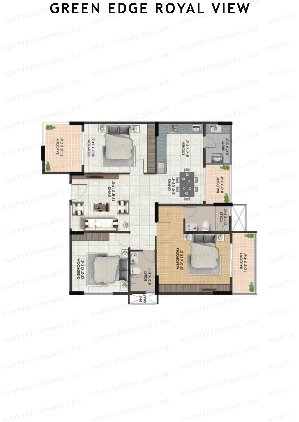 Green Edge Royal View Wing C Unit 3 (Type 1) Floor Plan