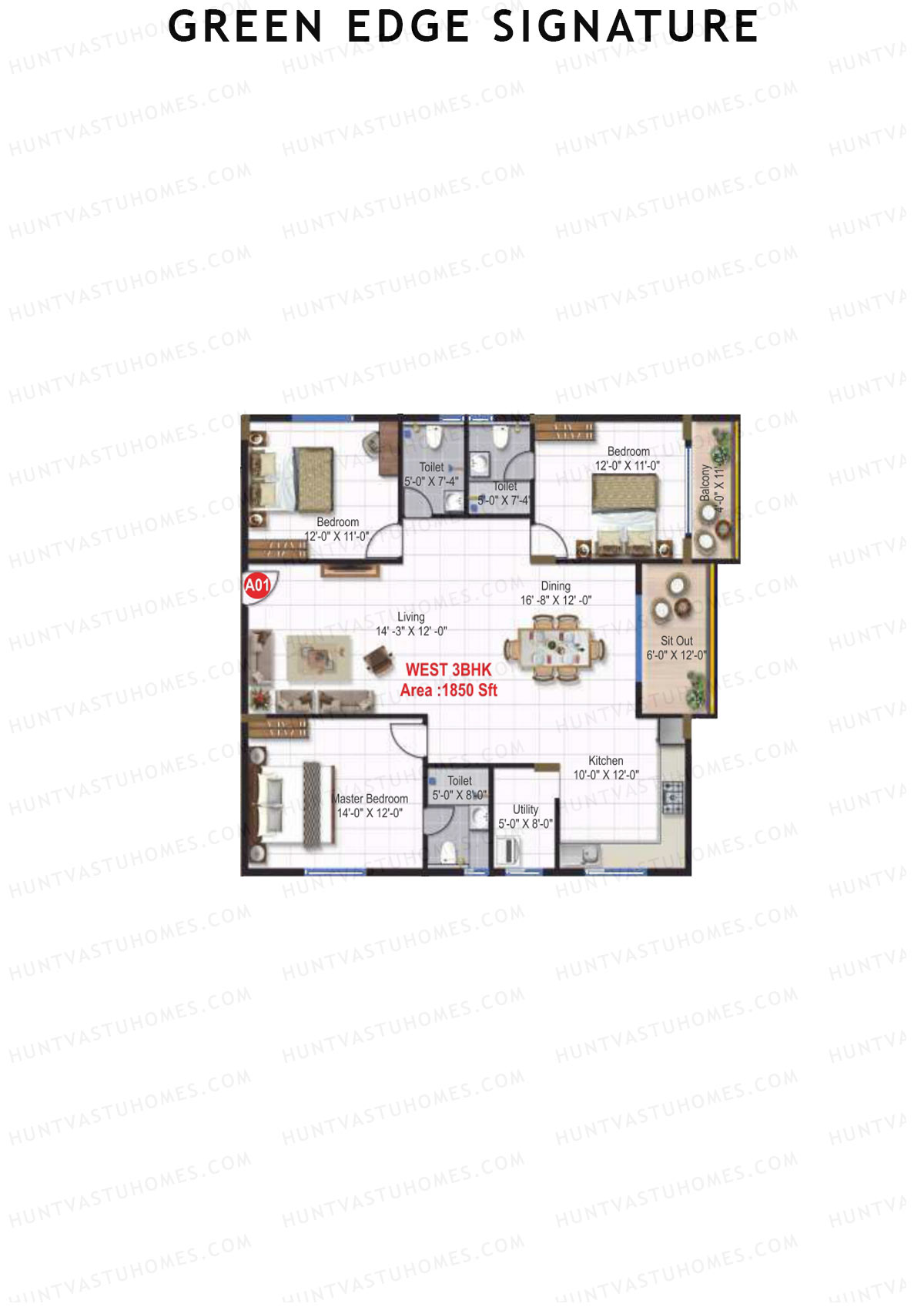 Green Edge Signature Block A Unit A1 Floor Plan