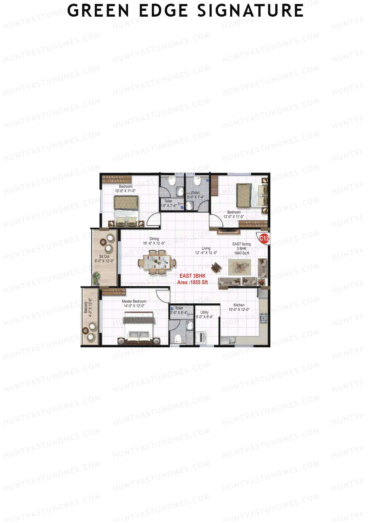 Green Edge Signature Block B Unit C12 Floor Plan