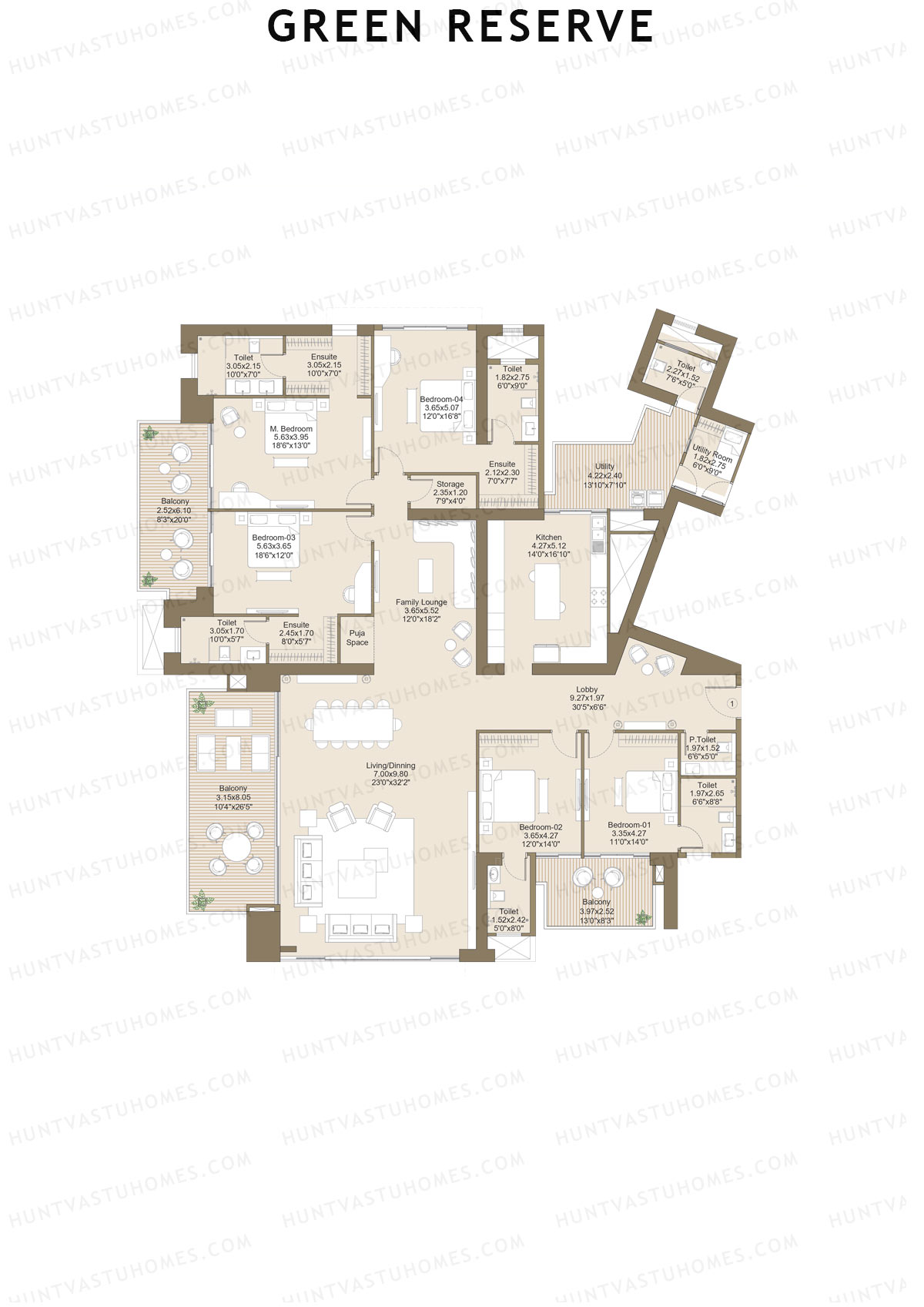 L&T Green Reserve Tower 1 Unit 1 Floor Plan