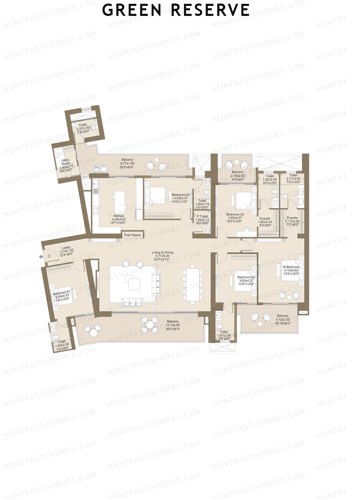 L&T Green Reserve Tower 1 Unit 2 Floor Plan