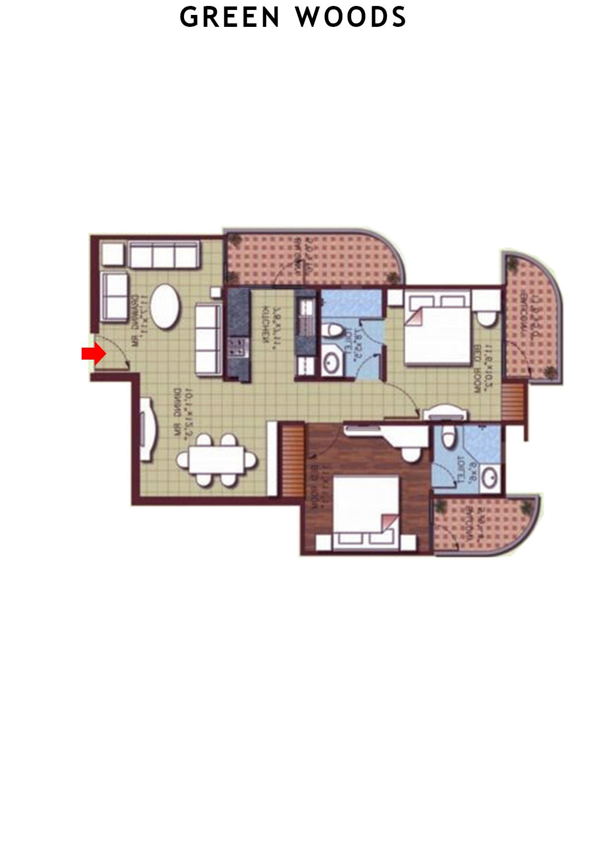 Greenwoods Block A Unit 1 (Type  A) Floor Plan