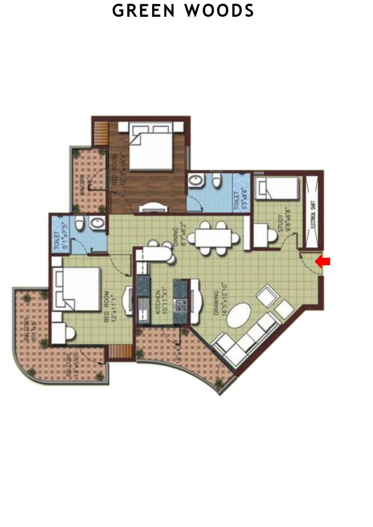 Greenwoods Block A Unit 2(Type  D) Floor Plan