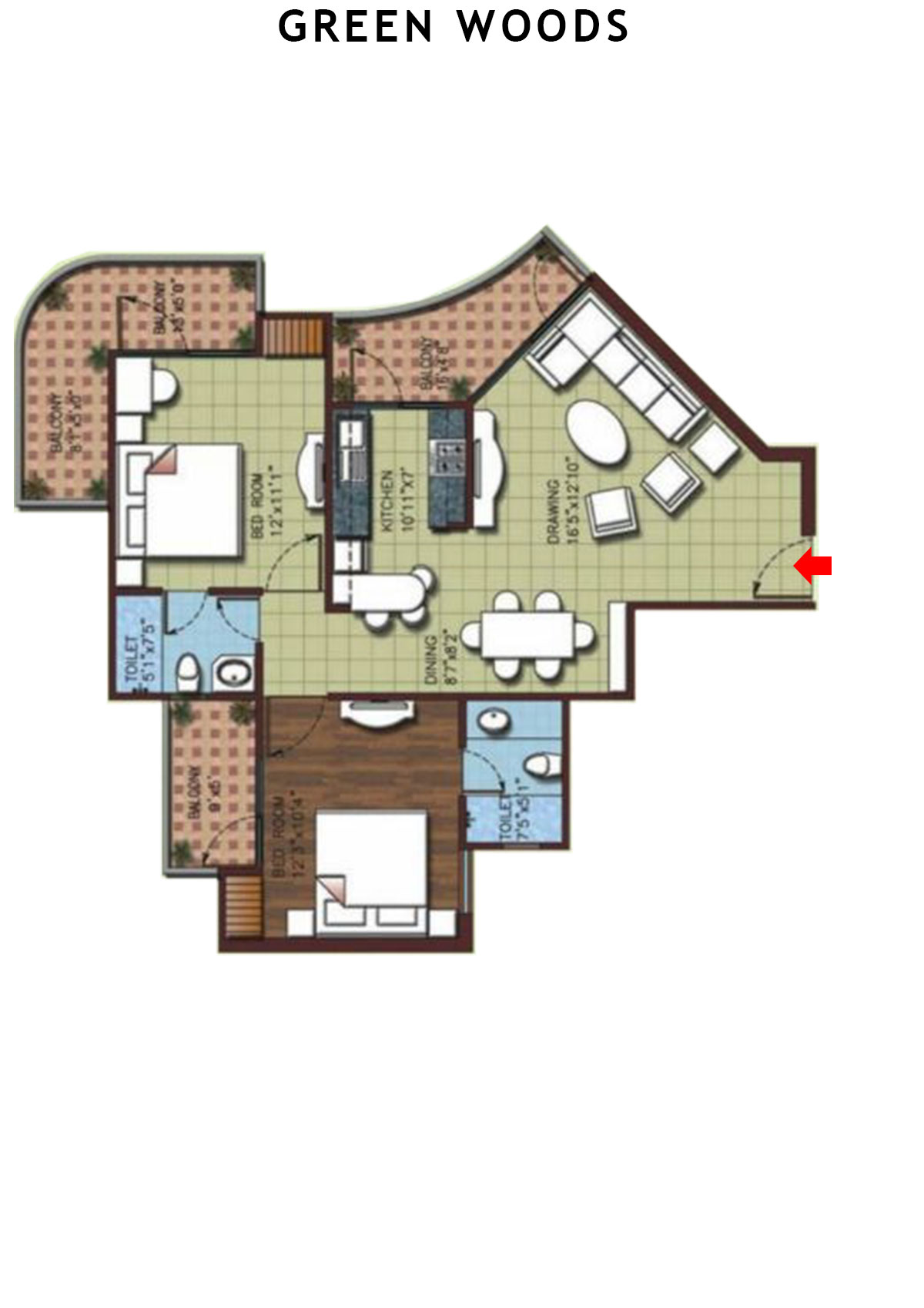 Greenwoods Block A Unit 4 (Type  C) Floor Plan