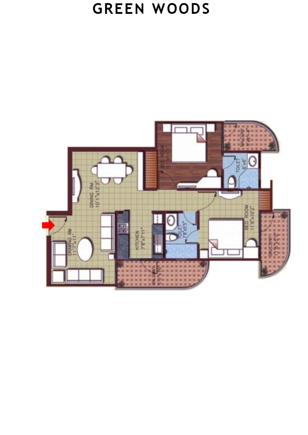 Greenwoods Block B Unit 1 (Type  A) Floor Plan