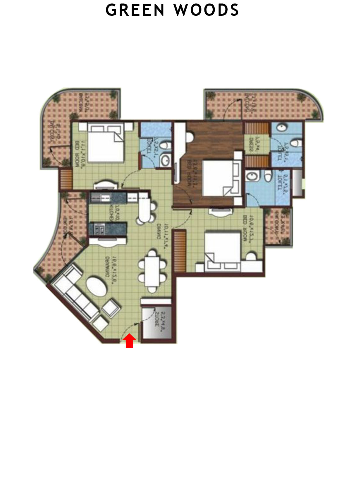 Greenwoods Block B Unit 2 (Type  E) Floor Plan