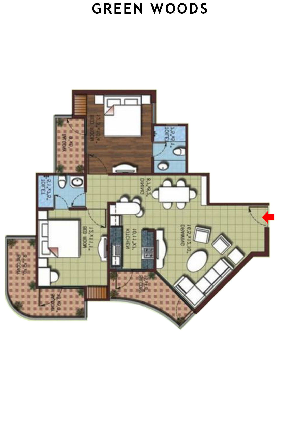 Greenwoods Block B Unit 4 (Type  C) Floor Plan