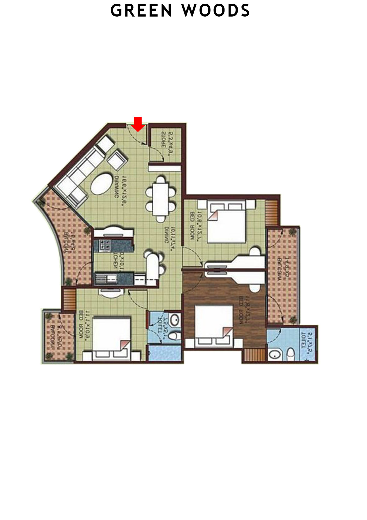 Greenwoods Block B Unit 5 (Type  B) Floor Plan
