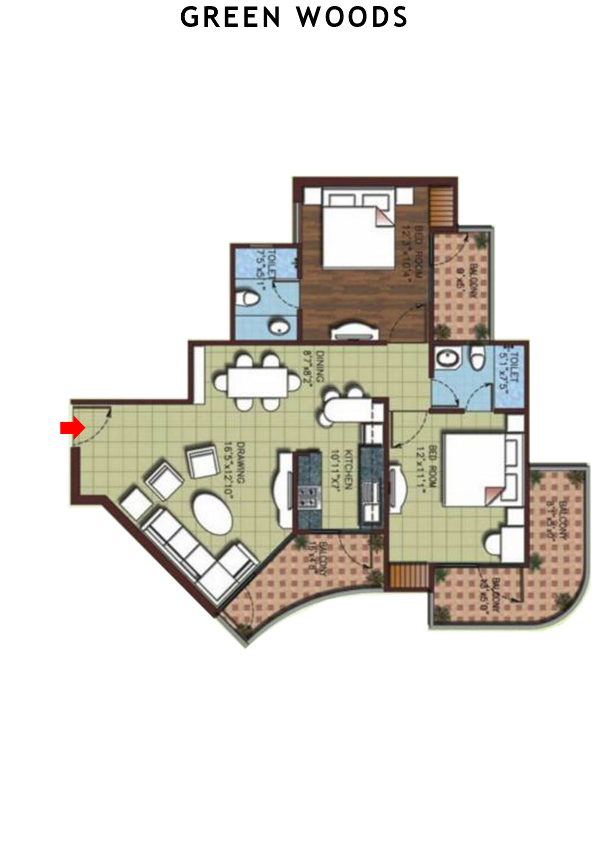 Greenwoods Block C Unit 4 (Type  C) Floor Plan