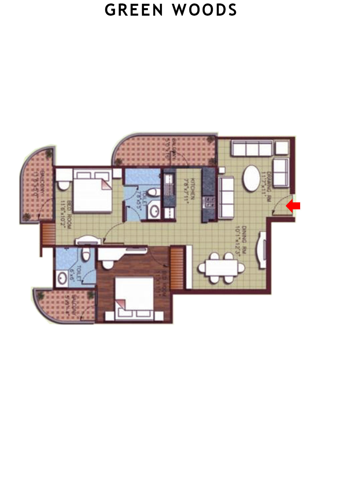 Greenwoods Block C Unit 6 (Type  A) Floor Plan