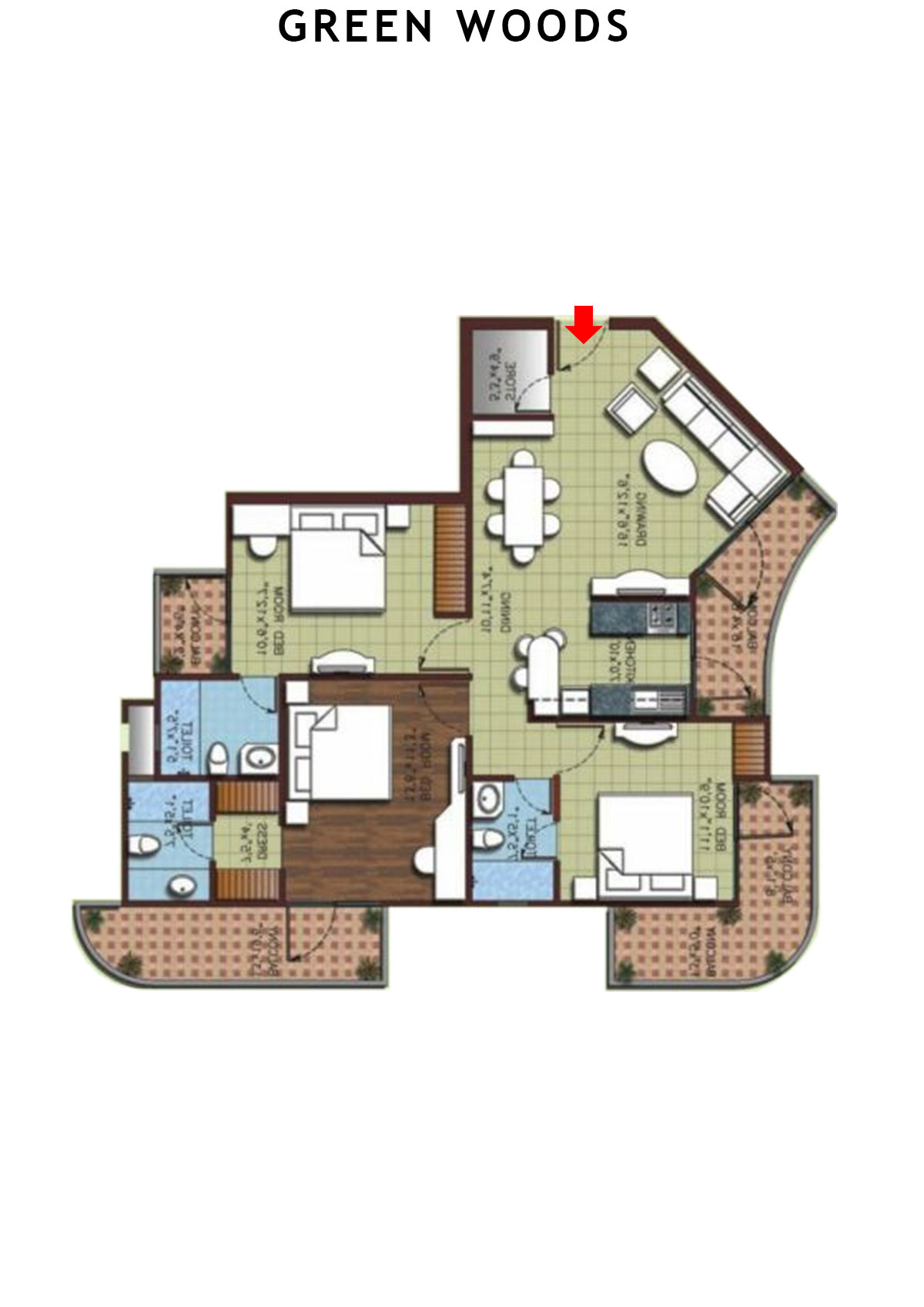Greenwoods Block D Unit 2 (Type  E) Floor Plan