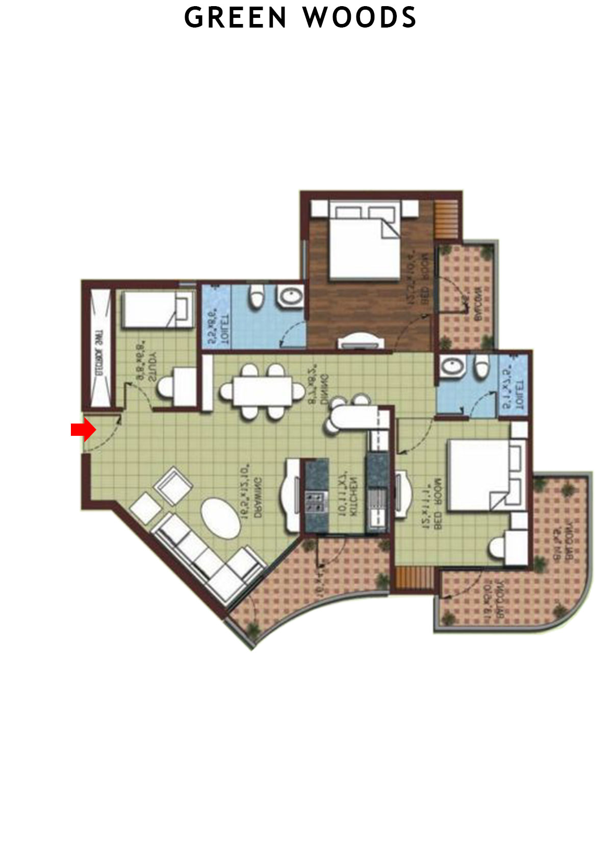 Greenwoods Block D Unit 3 (Type  D) Floor Plan