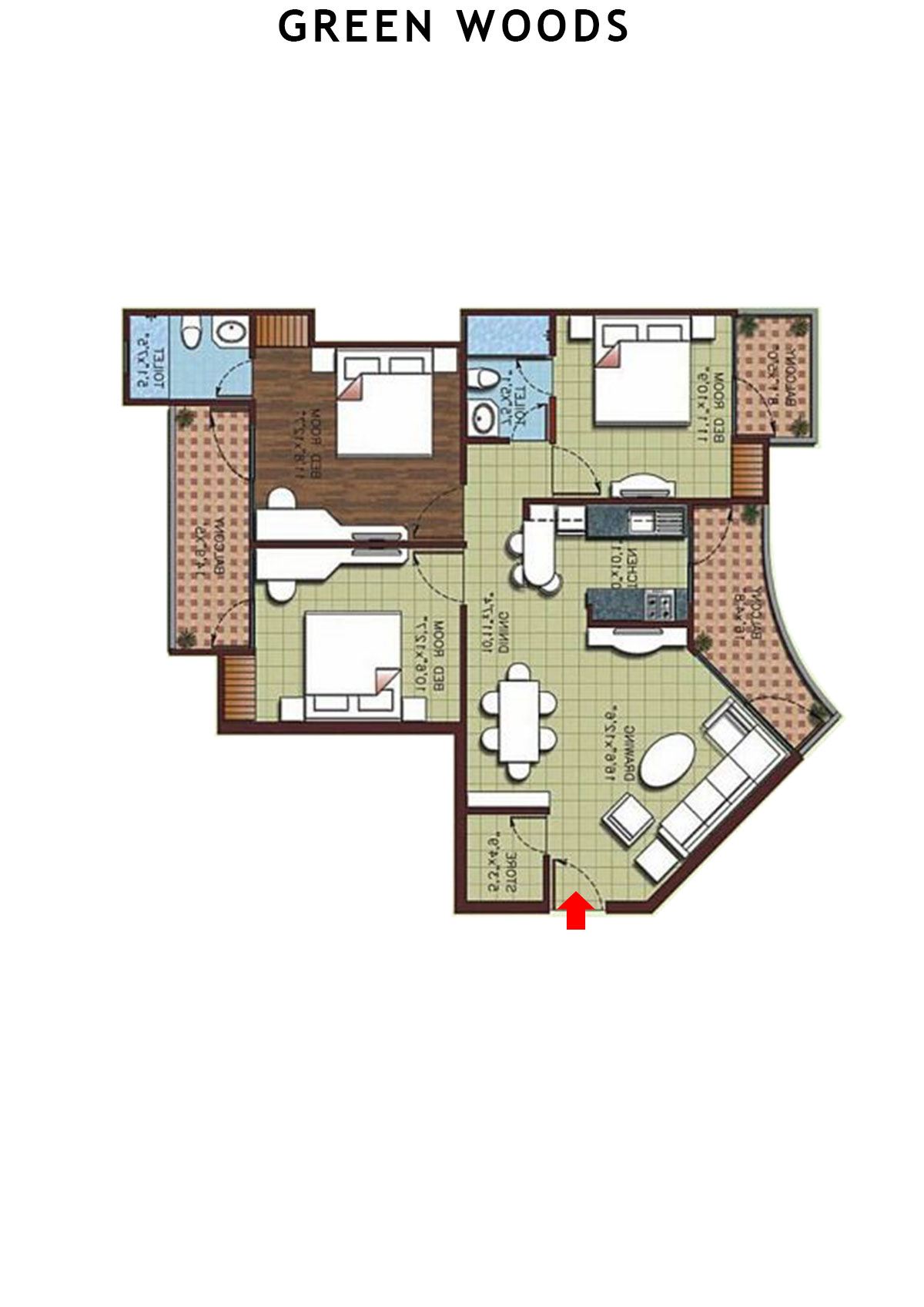 Greenwoods Block D Unit 5 (Type  B) Floor Plan