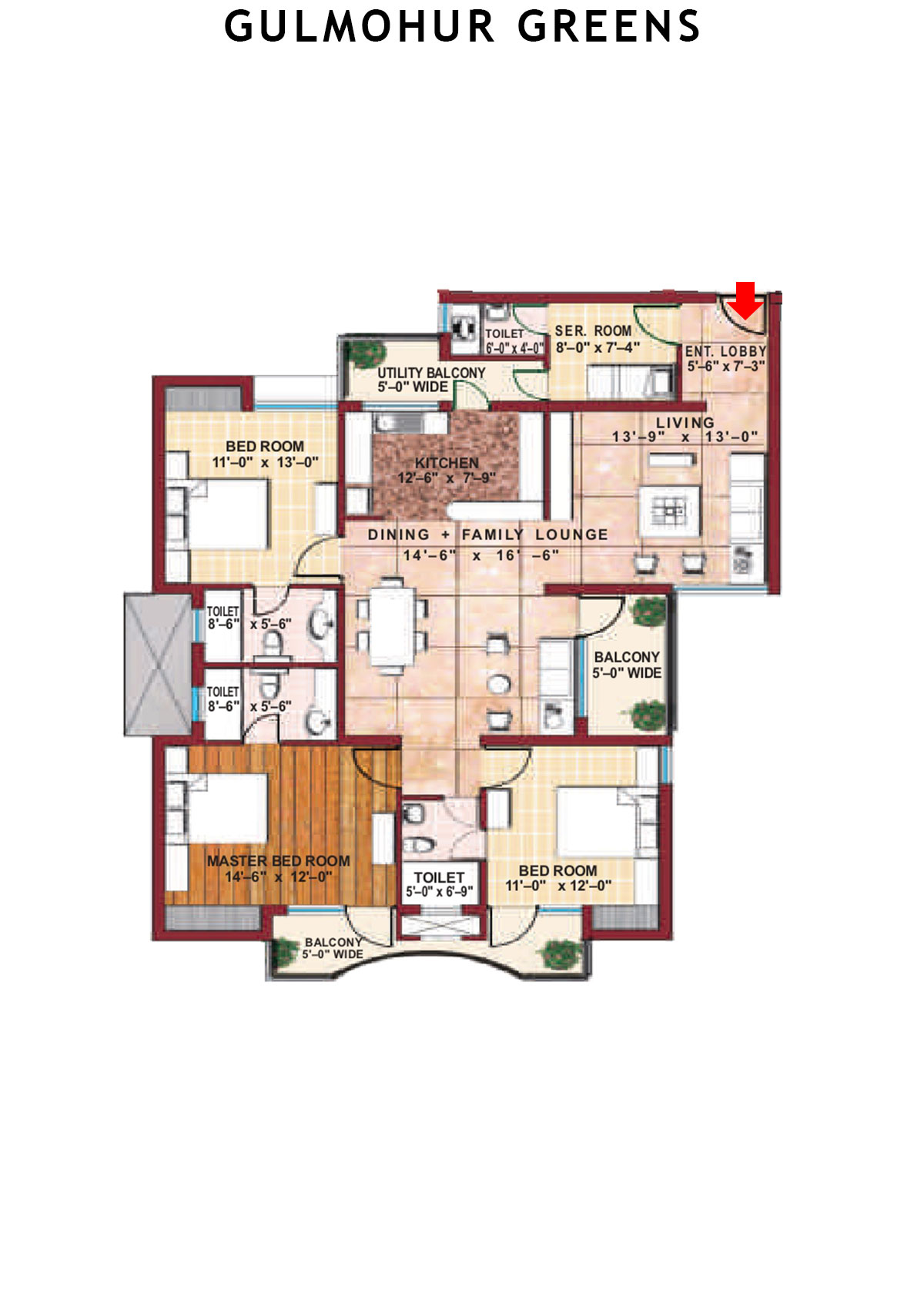 Gulmohur Greens Tower 14 Unit A Floor Plan