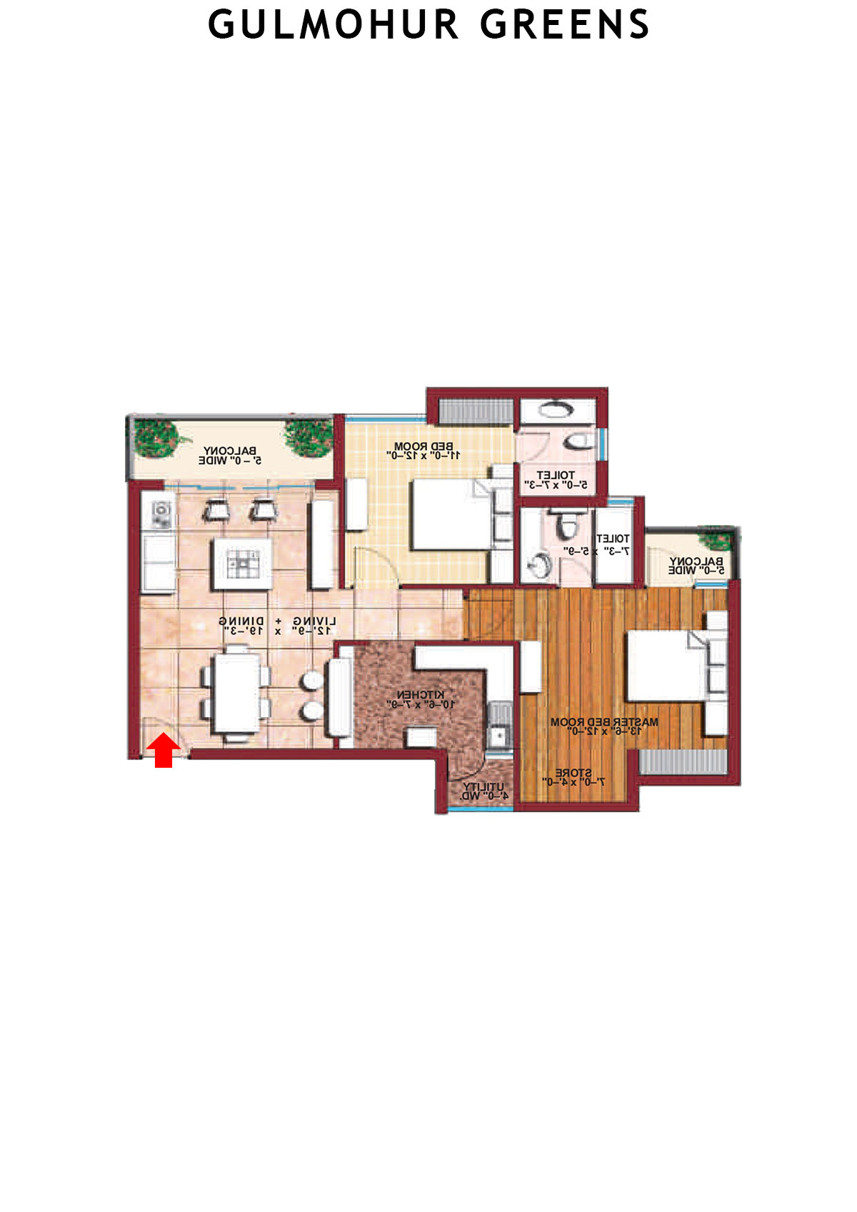 Gulmohur Greens Tower 15 Unit C Floor Plan