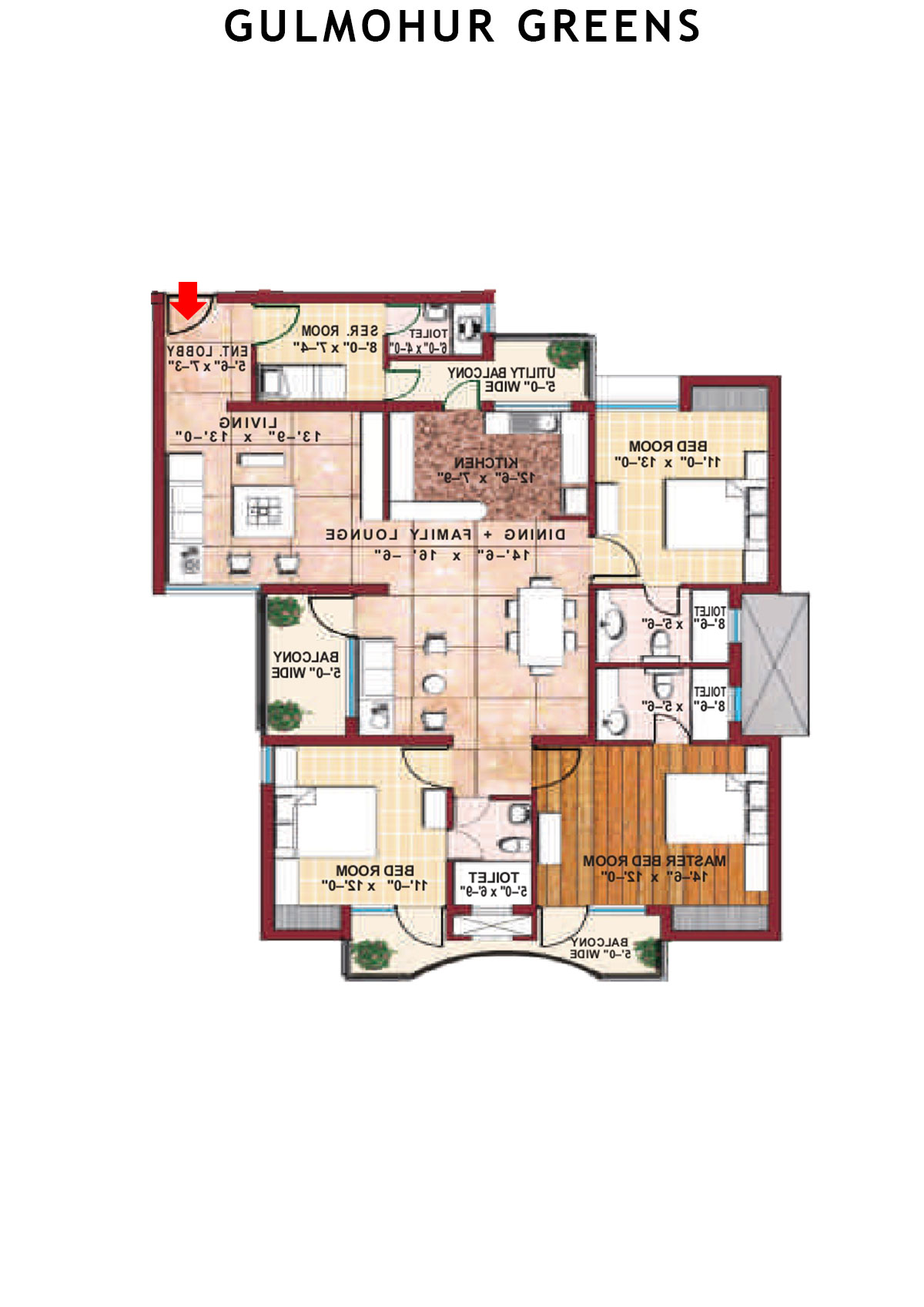 Gulmohur Greens Tower 15 Unit D Floor Plan