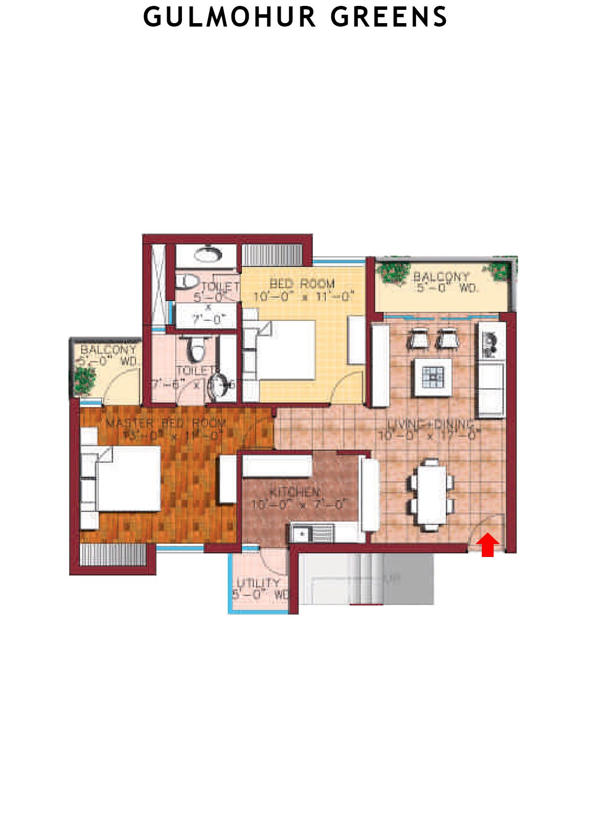 Gulmohur Greens Tower 16 Unit B Floor Plan