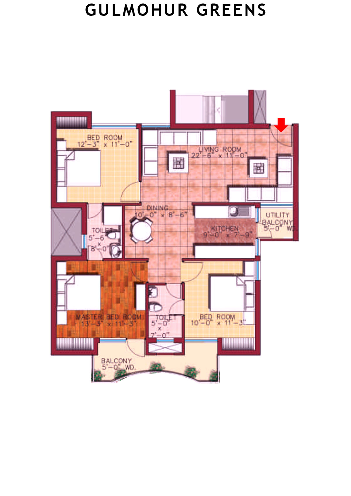 Gulmohur Greens Tower 17 Unit A Floor Plan