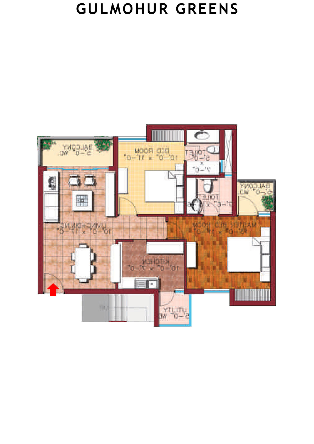 Gulmohur Greens Tower 18 Unit C Floor Plan