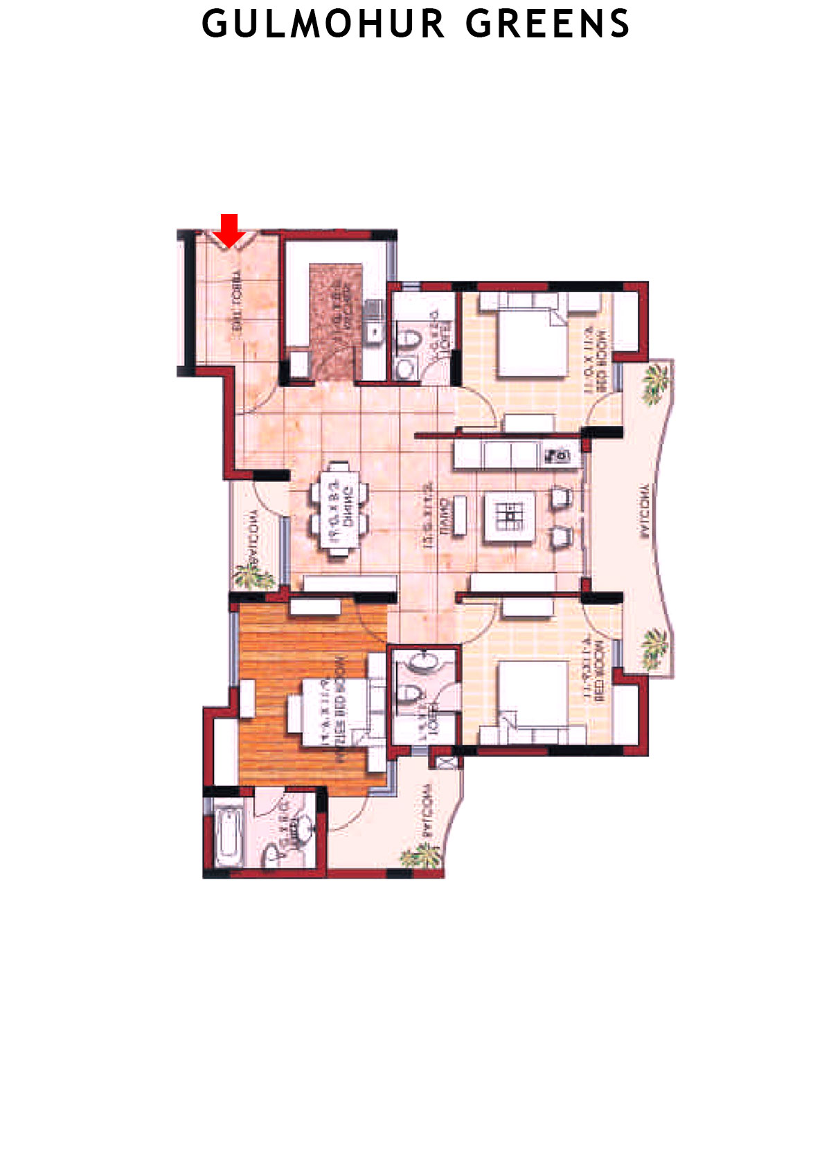Gulmohur Greens Tower 26 Unit C Floor Plan