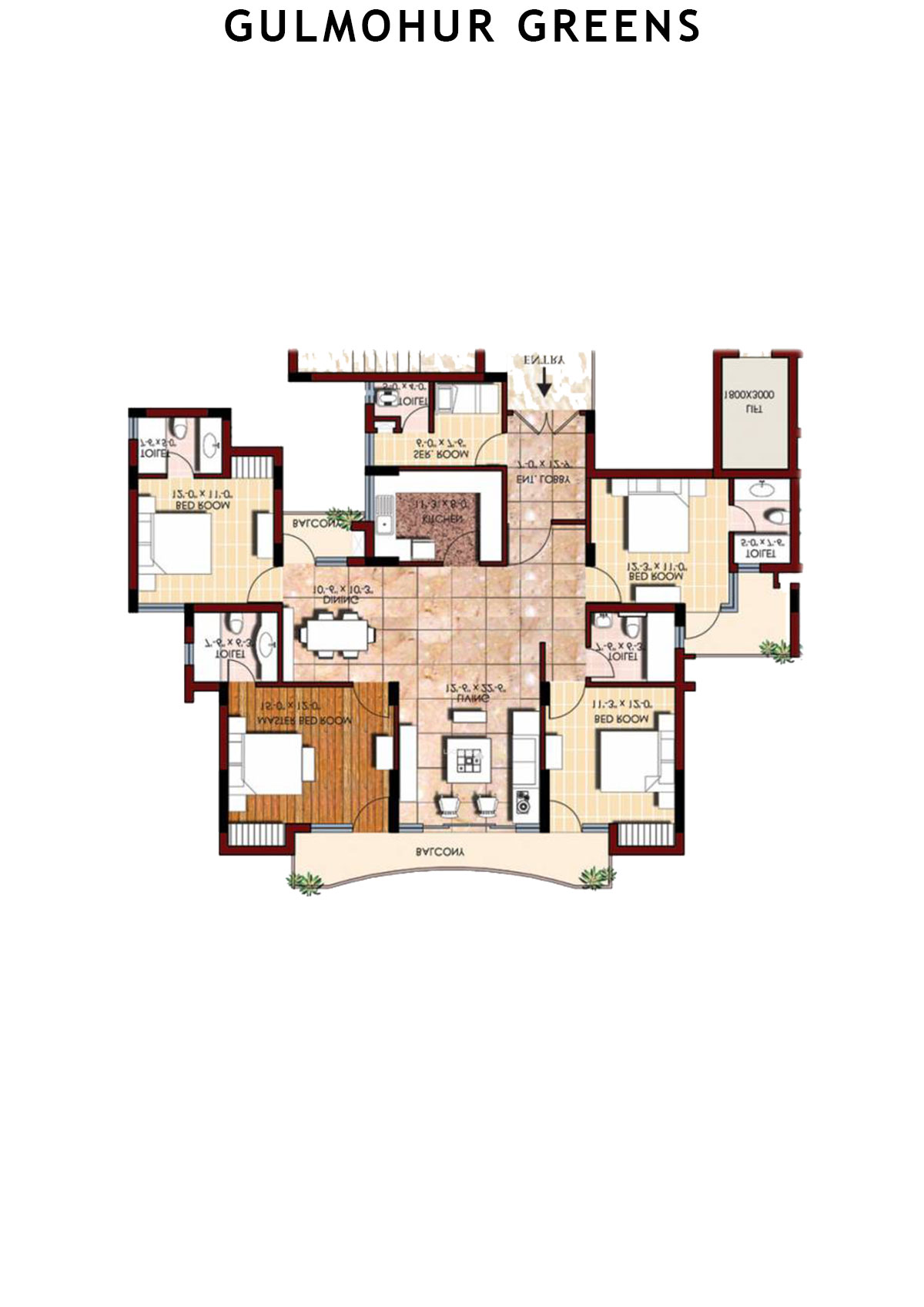 Gulmohur Greens Tower 2 Unit C Floor Plan