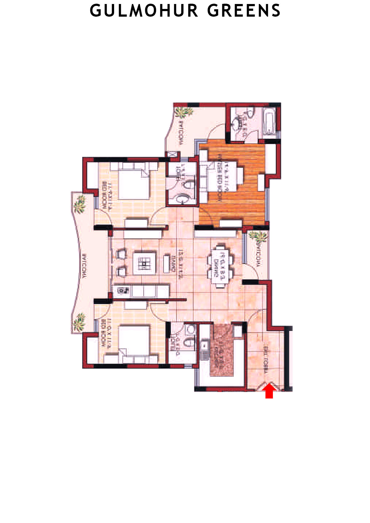 Gulmohur Greens Tower 32 Unit C Floor Plan