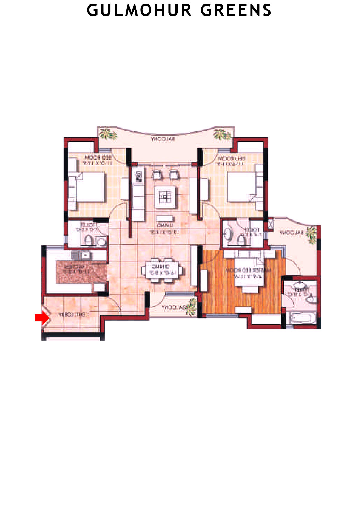 Gulmohur Greens Tower 33 Unit C Floor Plan