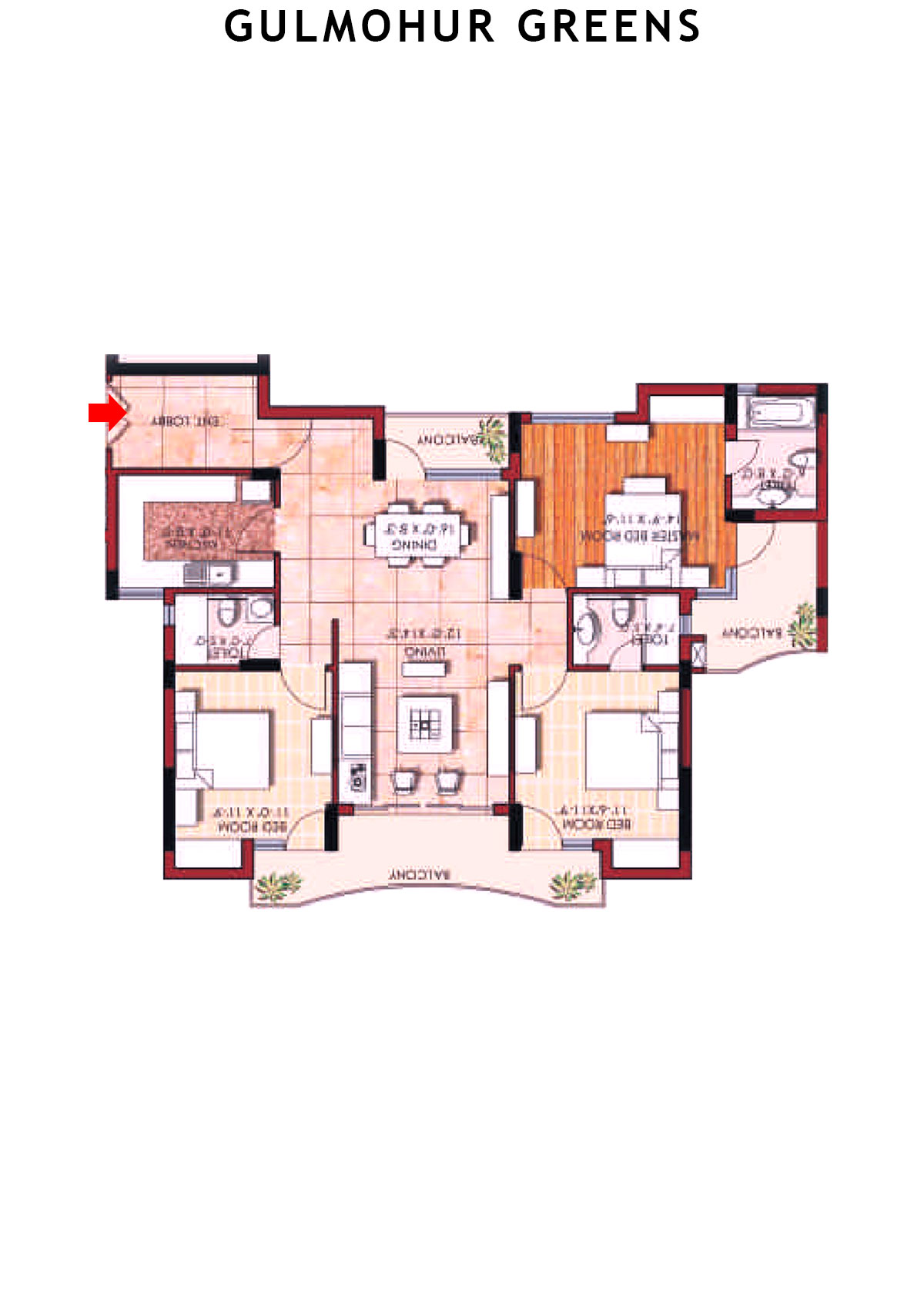 Gulmohur Greens Tower 34 Unit D Floor Plan