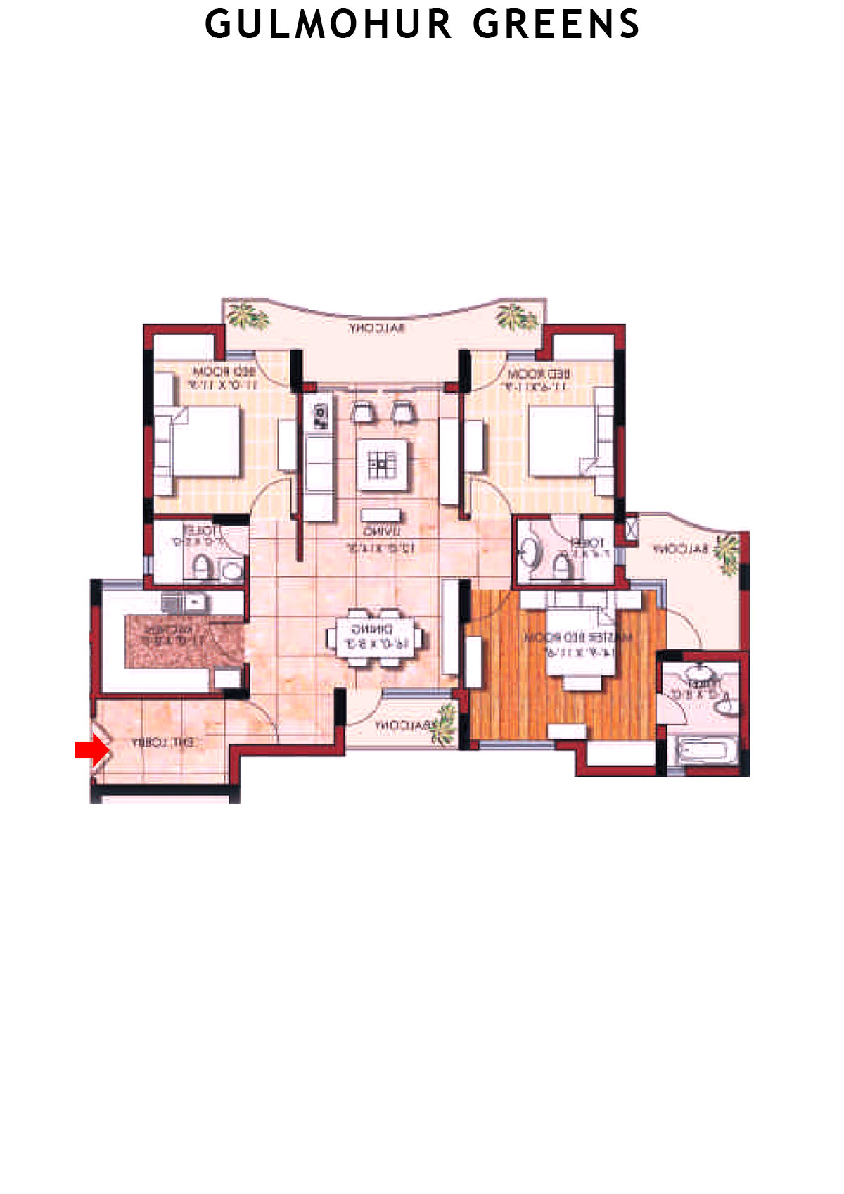 Gulmohur Greens Tower 35 Unit C Floor Plan
