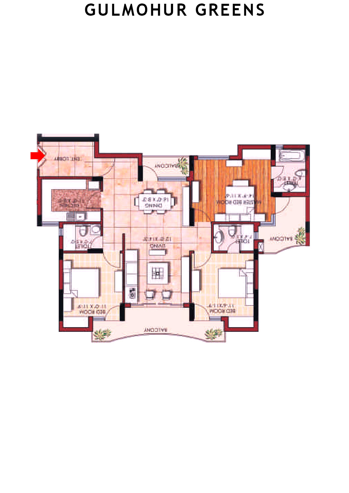 Gulmohur Greens Tower 35 Unit D Floor Plan