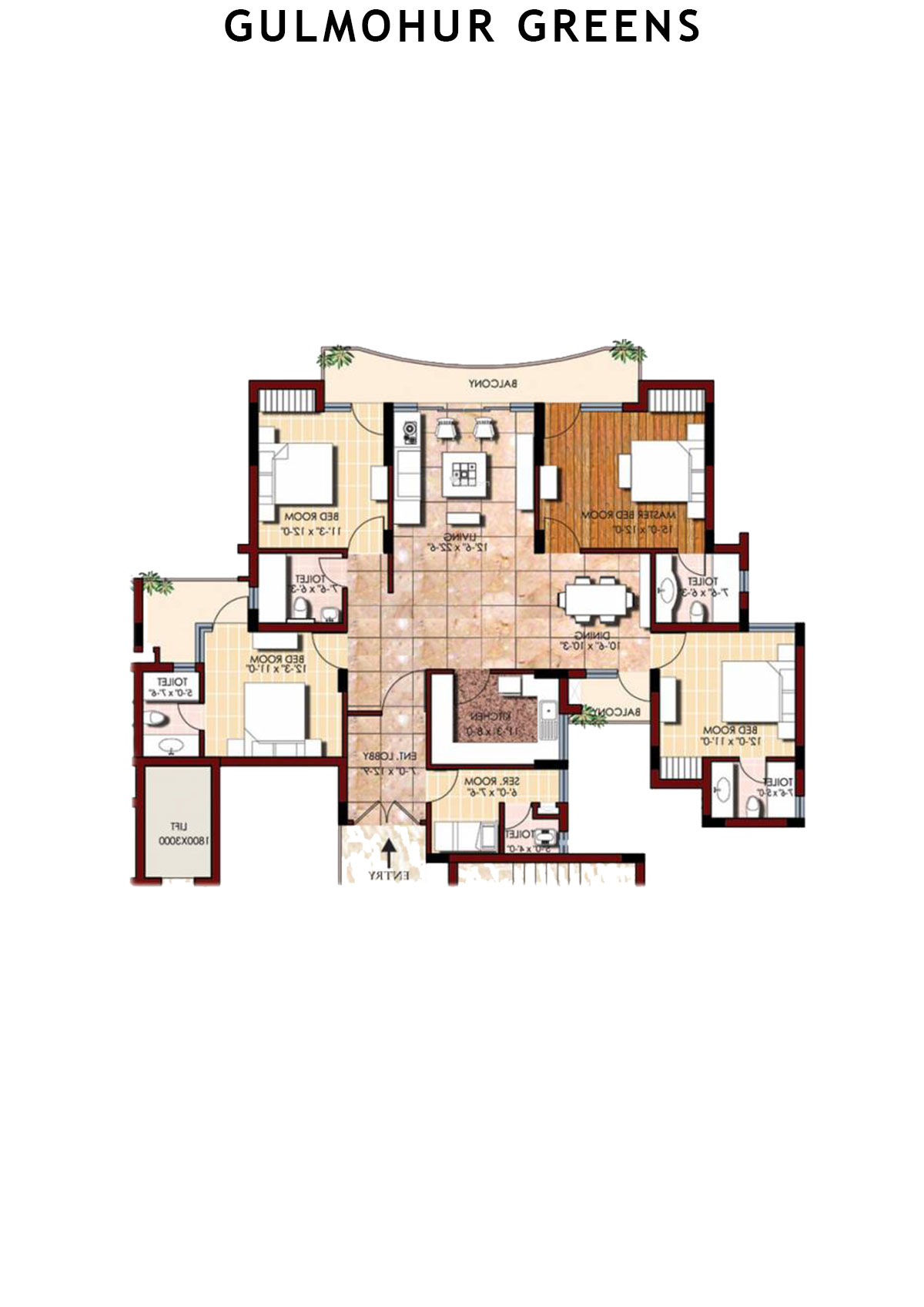 Gulmohur Greens Tower 3 Unit A Floor Plan