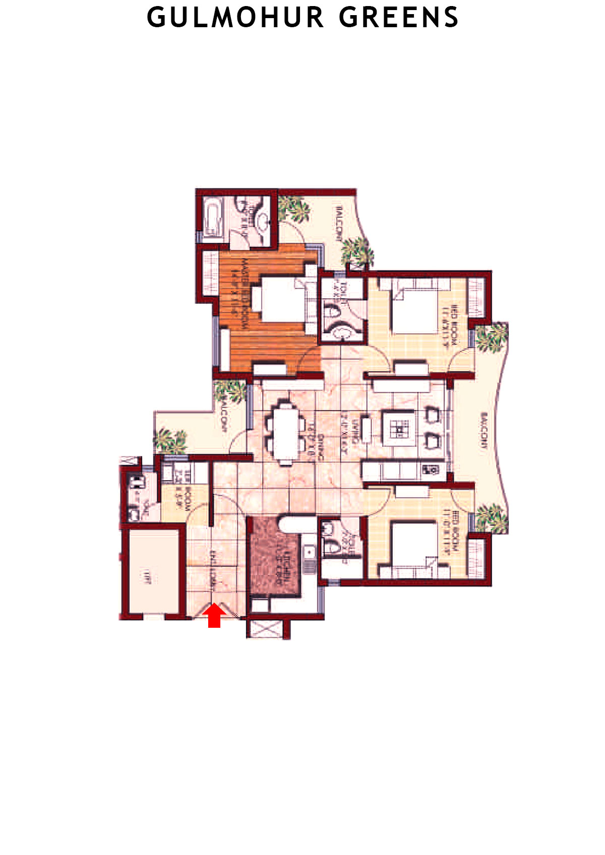 Gulmohur Greens Tower 4 Unit D Floor Plan