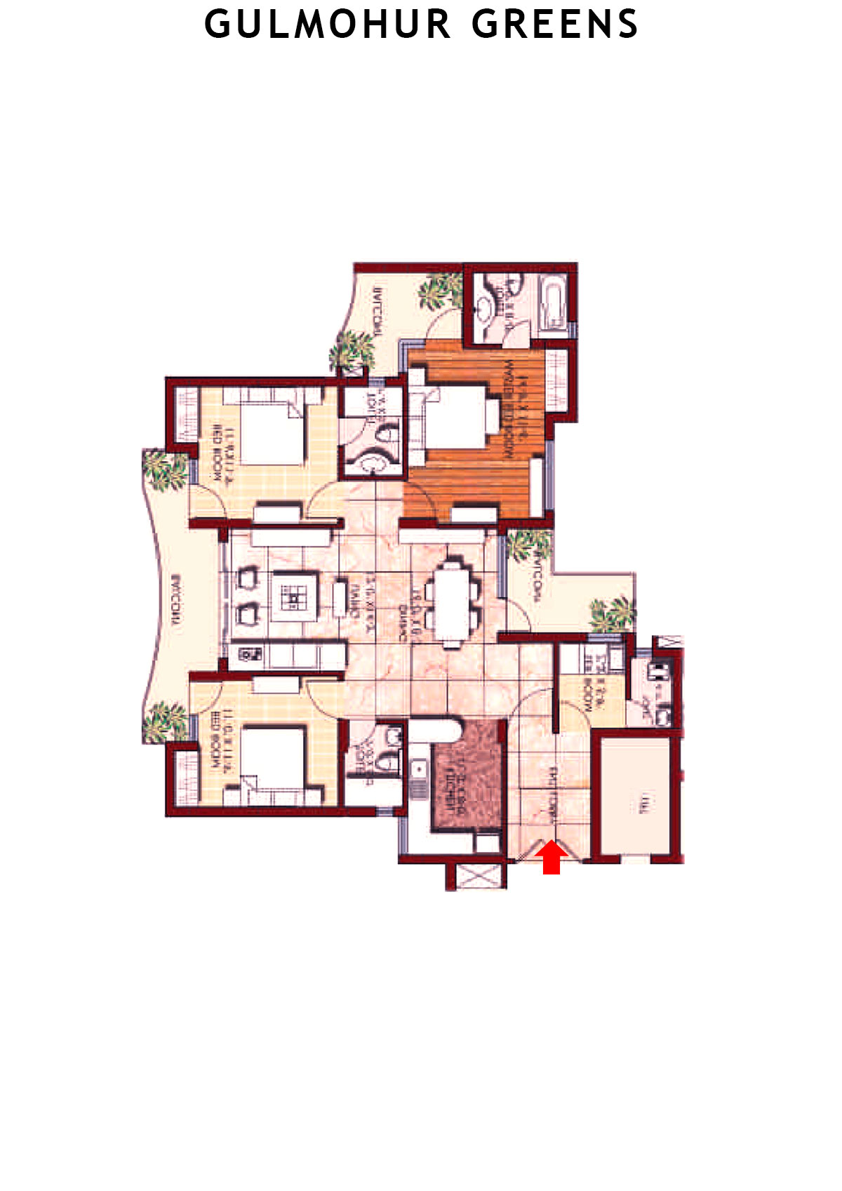Gulmohur Greens Tower 6 Unit C Floor Plan