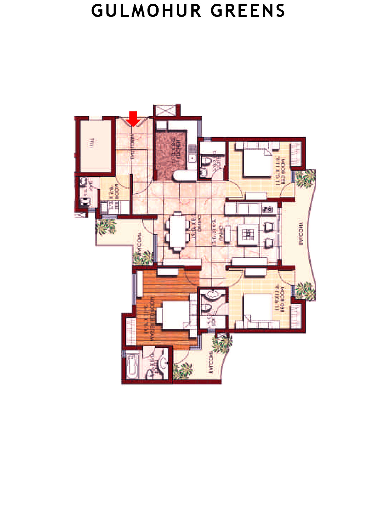 Gulmohur Greens Tower 7 Unit A Floor Plan