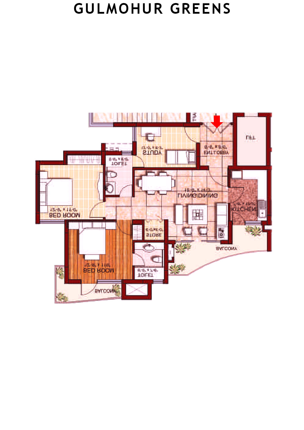 Gulmohur Greens Tower 8 Unit A Floor Plan