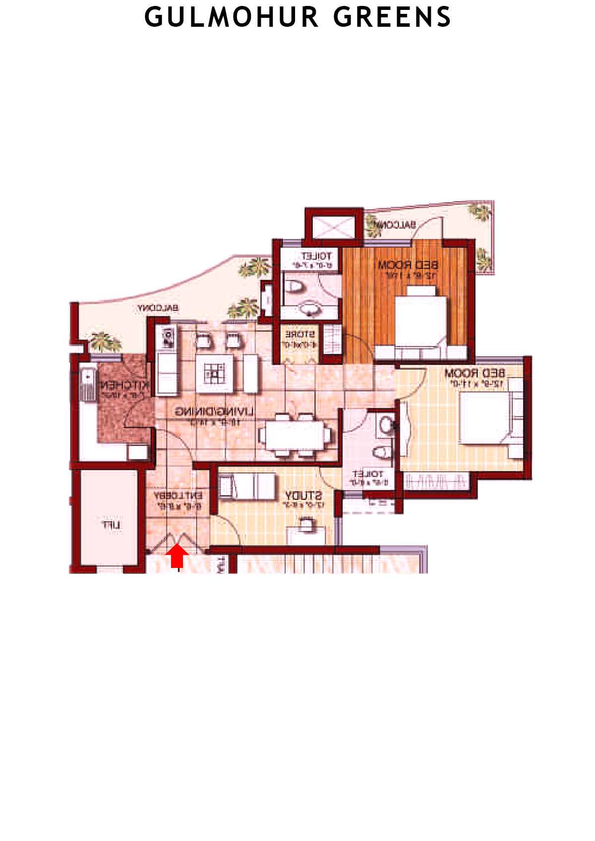 Gulmohur Greens Tower 8 Unit C Floor Plan