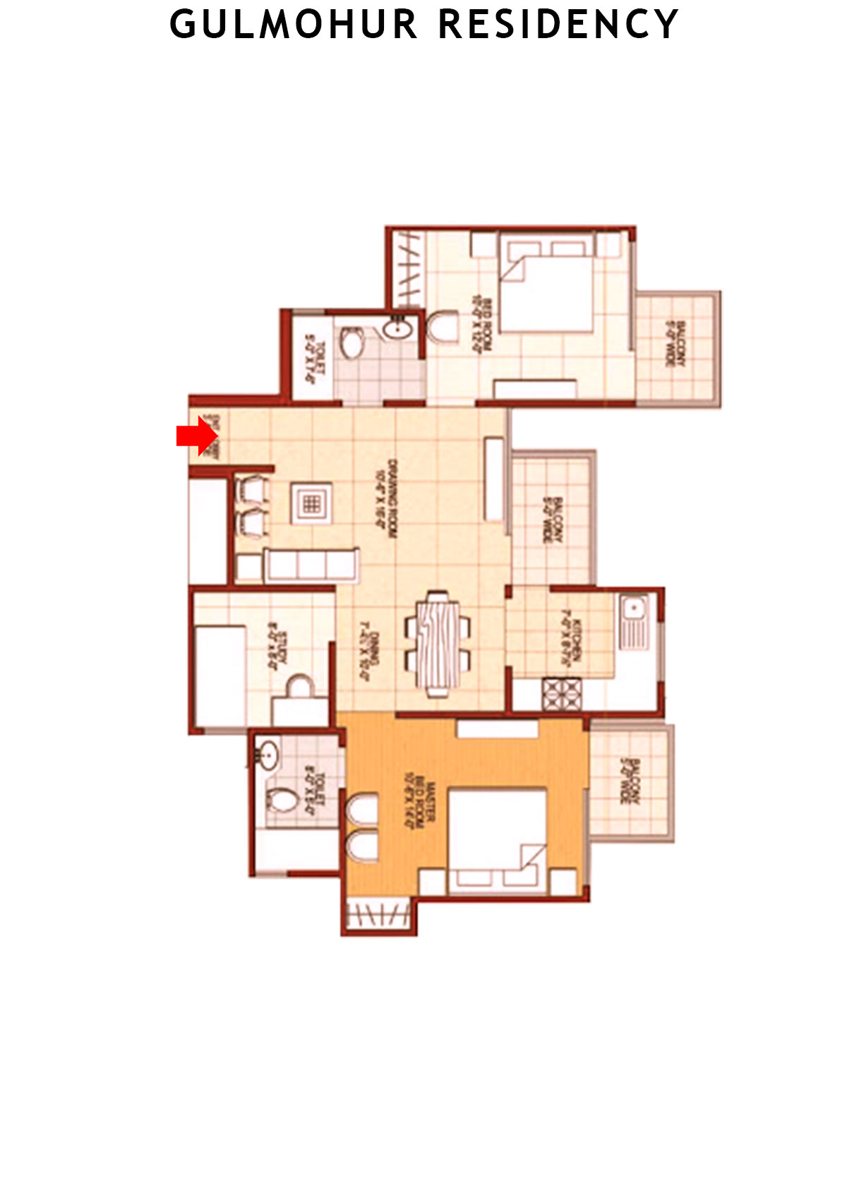 Gulmohur Residency Olive  Unit 1 Floor Plan