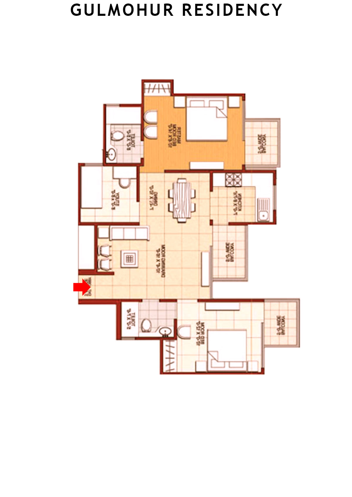 Gulmohur Residency Olive  Unit 3 Floor Plan