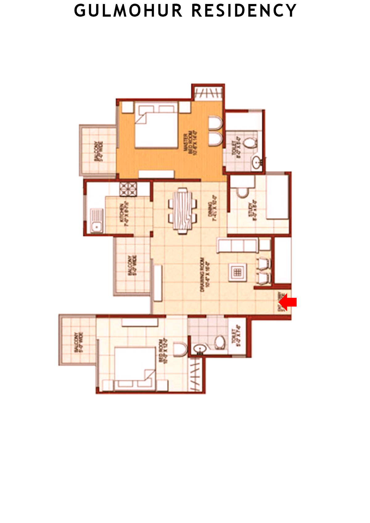 Gulmohur Residency Olive  Unit 4 Floor Plan