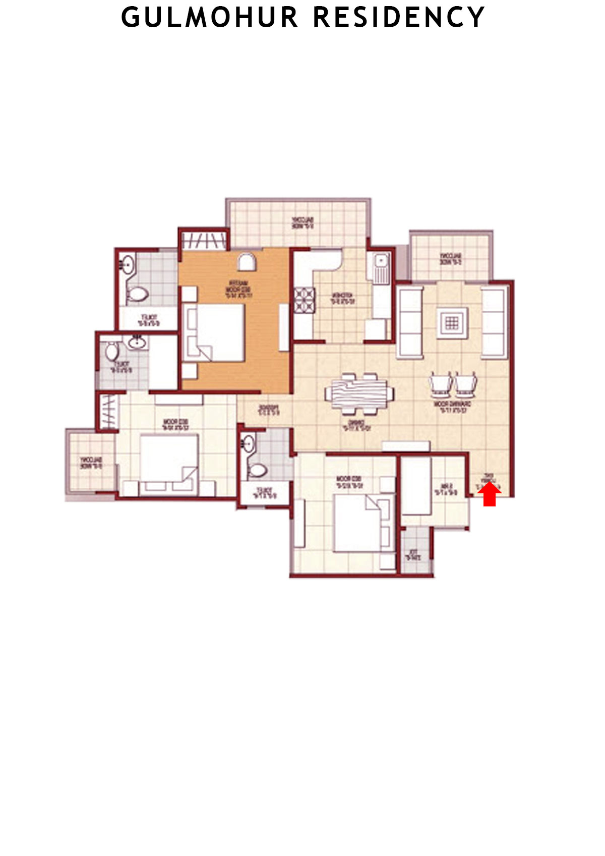 Gulmohur Residency Orange  Unit 2 Floor Plan