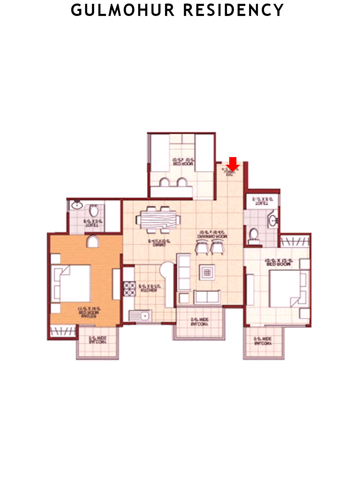 Gulmohur Residency Orange  Unit 3 Floor Plan