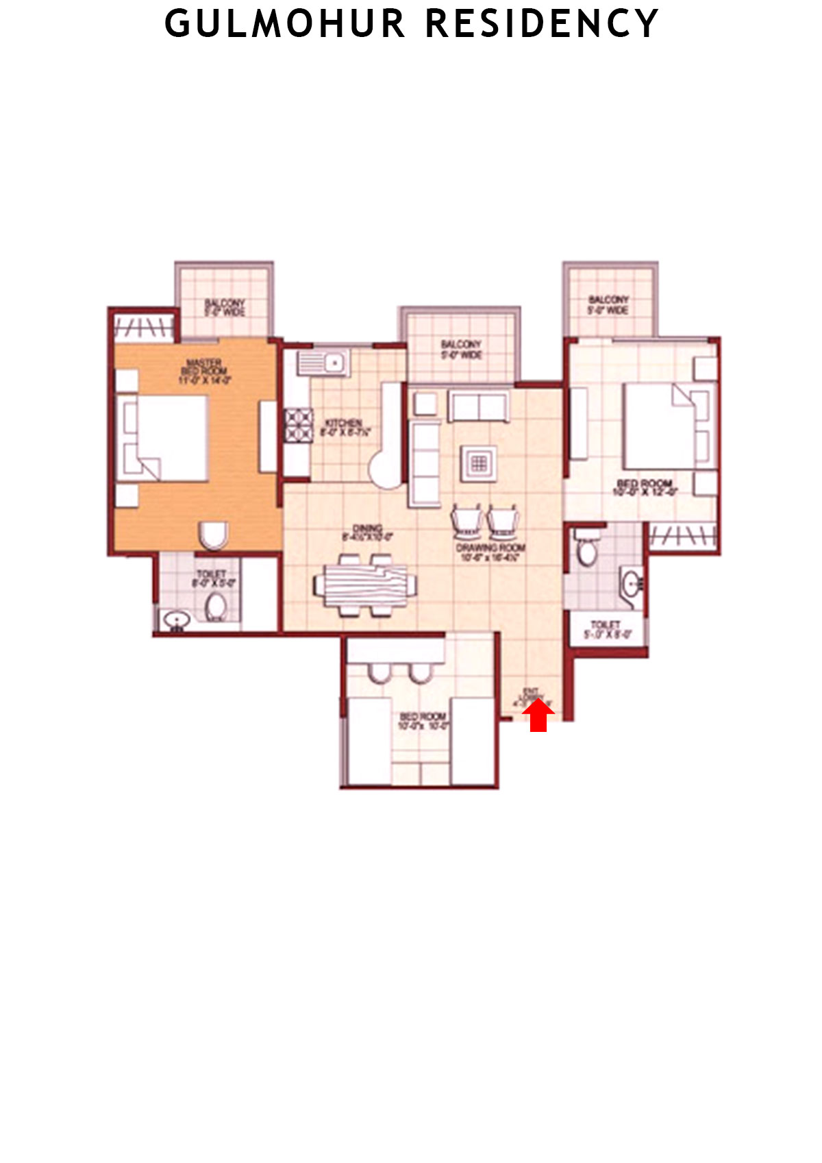 Gulmohur Residency Orange  Unit 4 Floor Plan